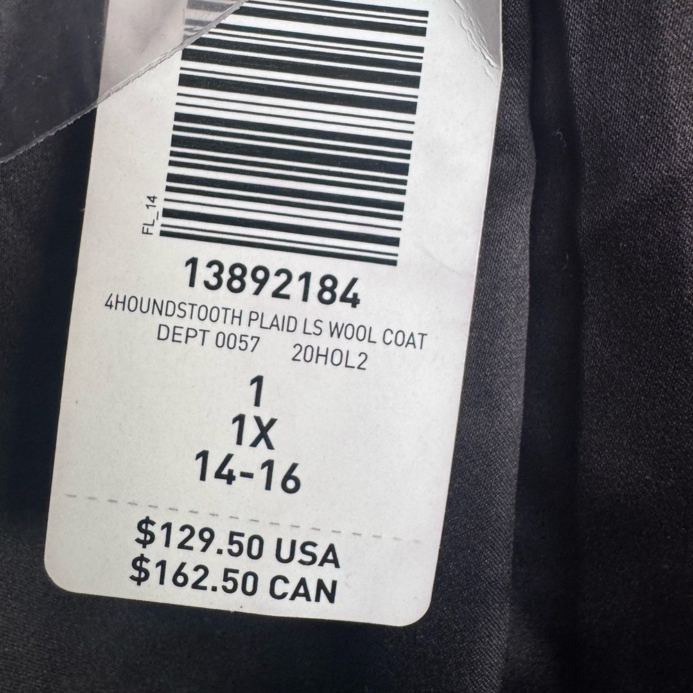 Torrid Women's Black and White Houndstooth Wool Coat size 1 plus - Picture 10 of 10